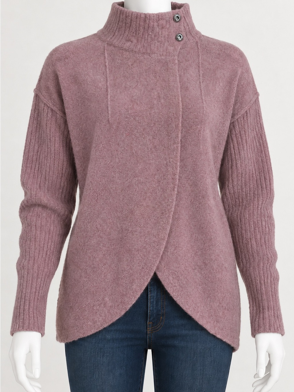 Free People Rosy Mauve Mock Neck Wrap Sweater